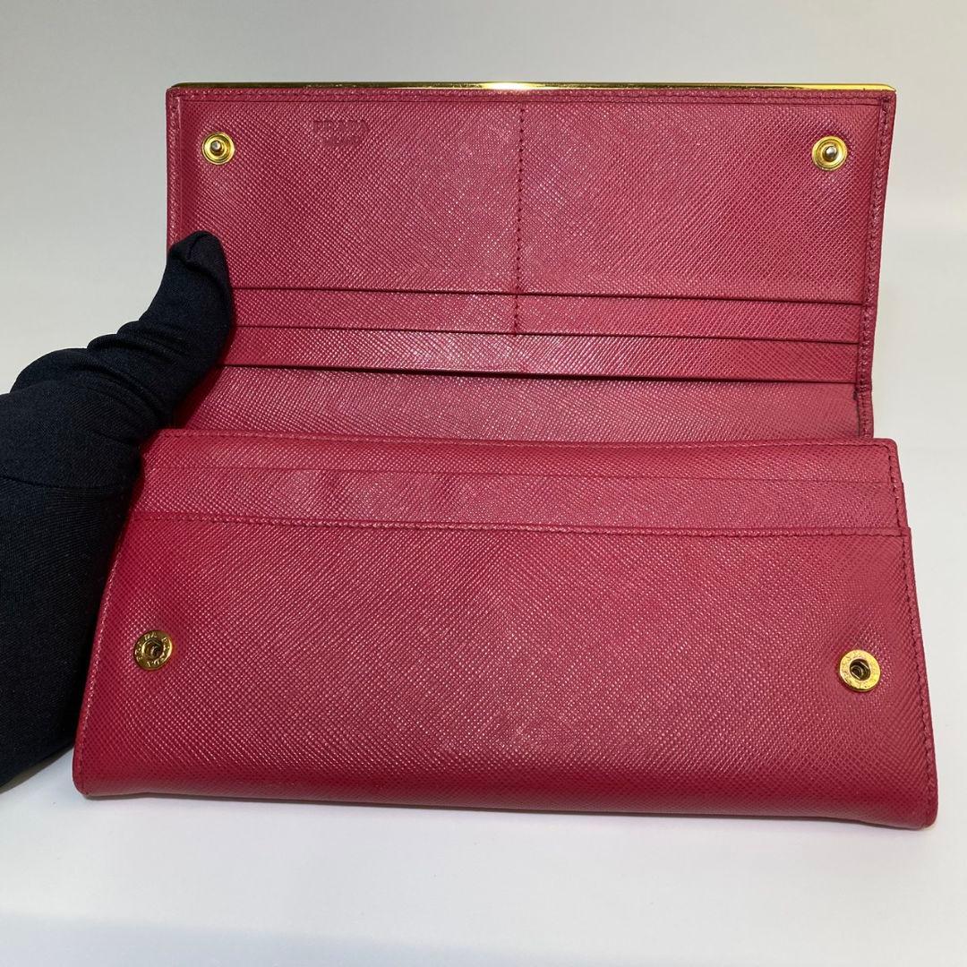 極美品✨️プラダ PRADA 長財布 サフィアーノ レザー ピンク ゴールド金具