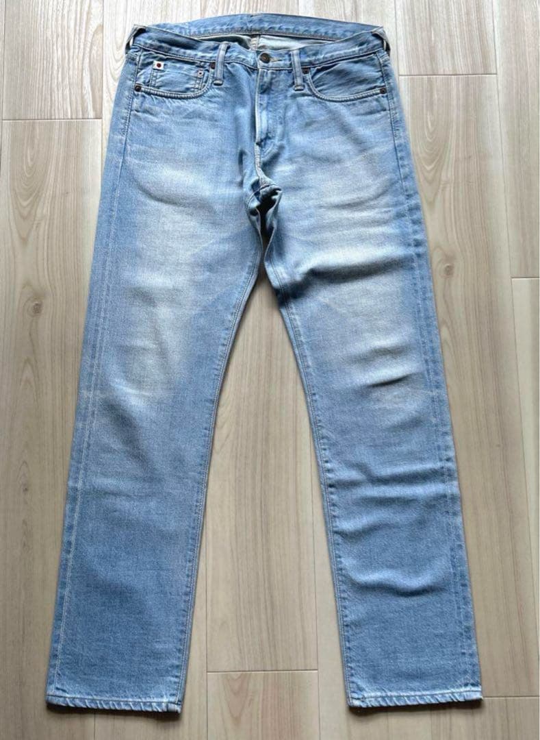 美品◎45rpm 竹比女 デニムパンツ 水浅葱 29インチ フルレングス