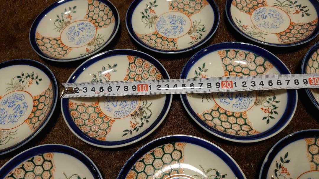 古伊万里　伊万里 色絵 華の図　小紋　豆皿　菓子皿　１０客