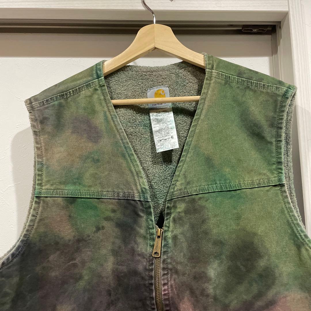 Carhartt ダッグベストジャケット クレイジータイダイカラー ボア