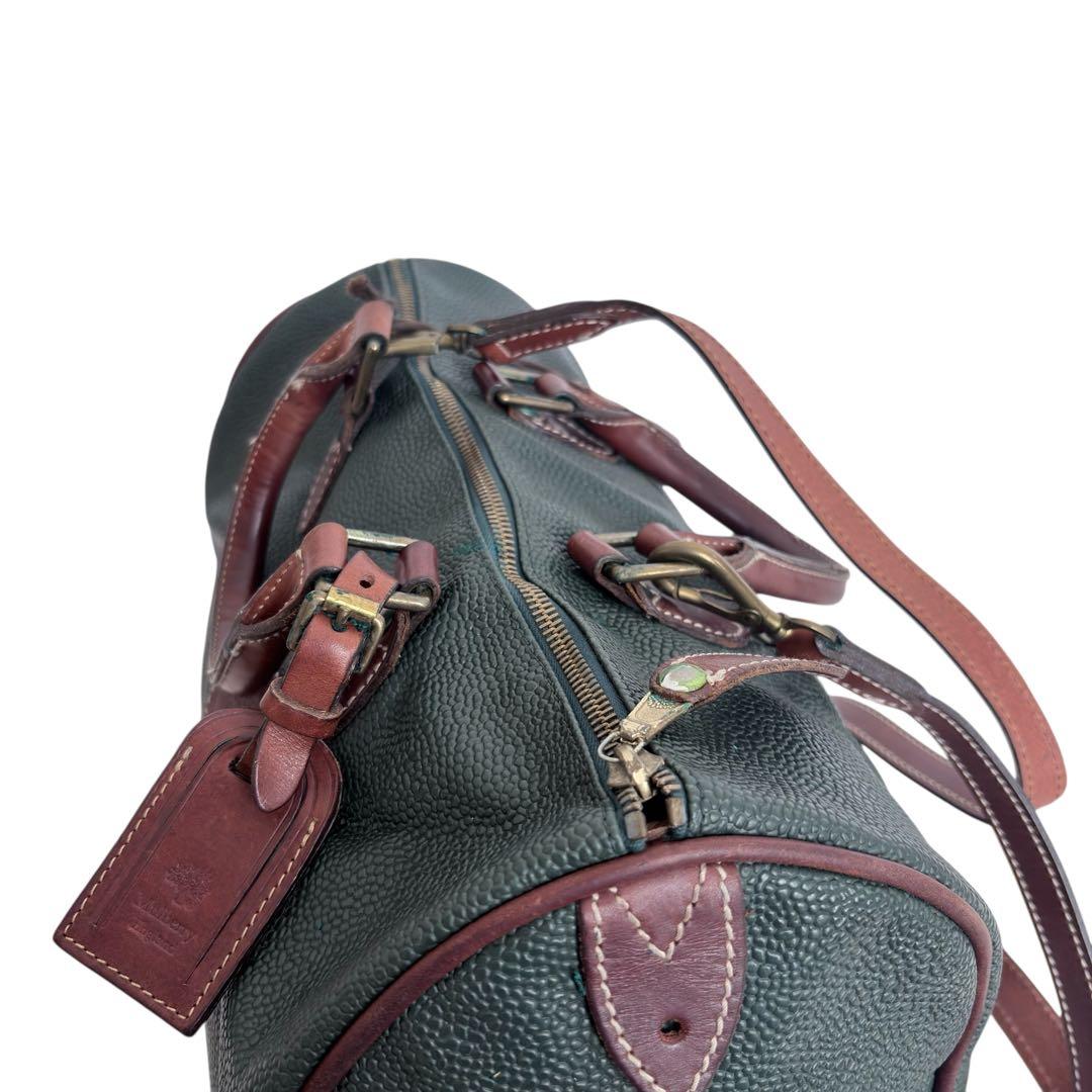 Mulberry マルベリー 2way ボストンバック グリーンレザー ロゴ