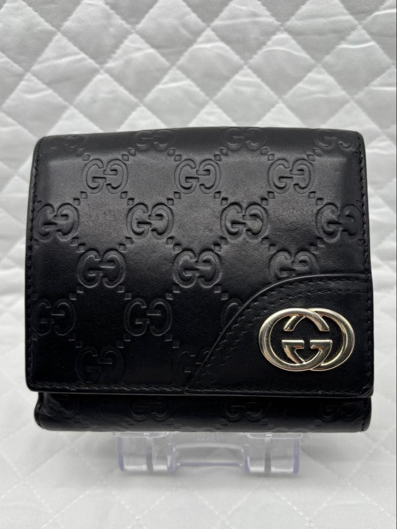 美品　GUCCI グッチ　GGシマレザーレザー 二つ折り財布 181594