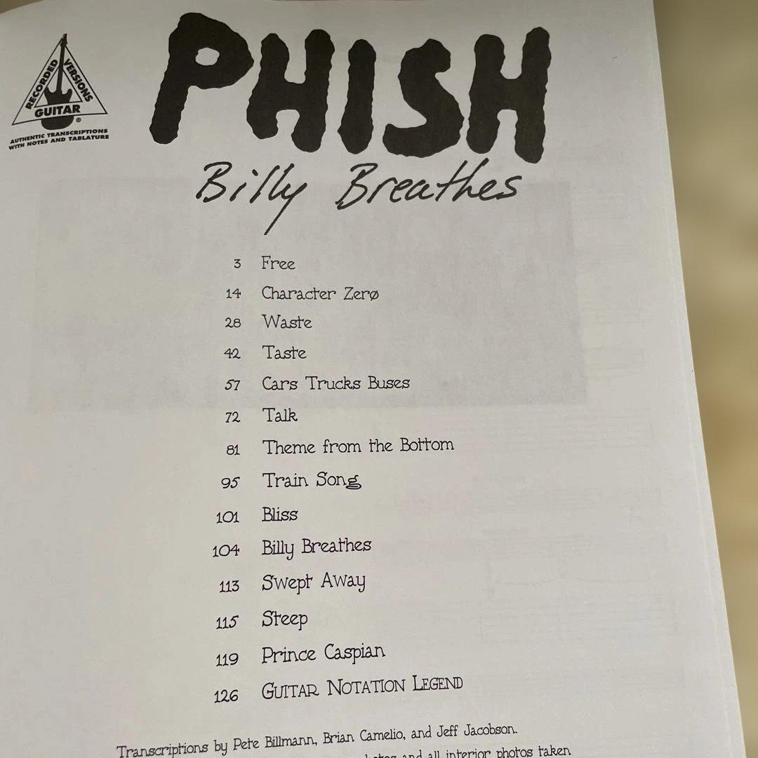 PHISH Billy Breathes 楽譜集