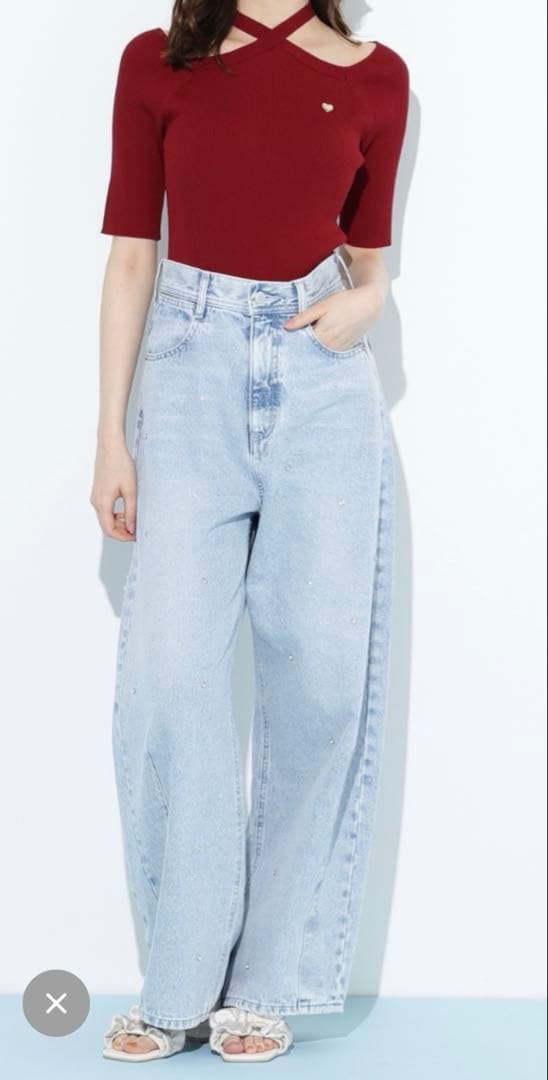 新品タグ付JILL by JILL STUART ビジュー付デニムパンツ（M）