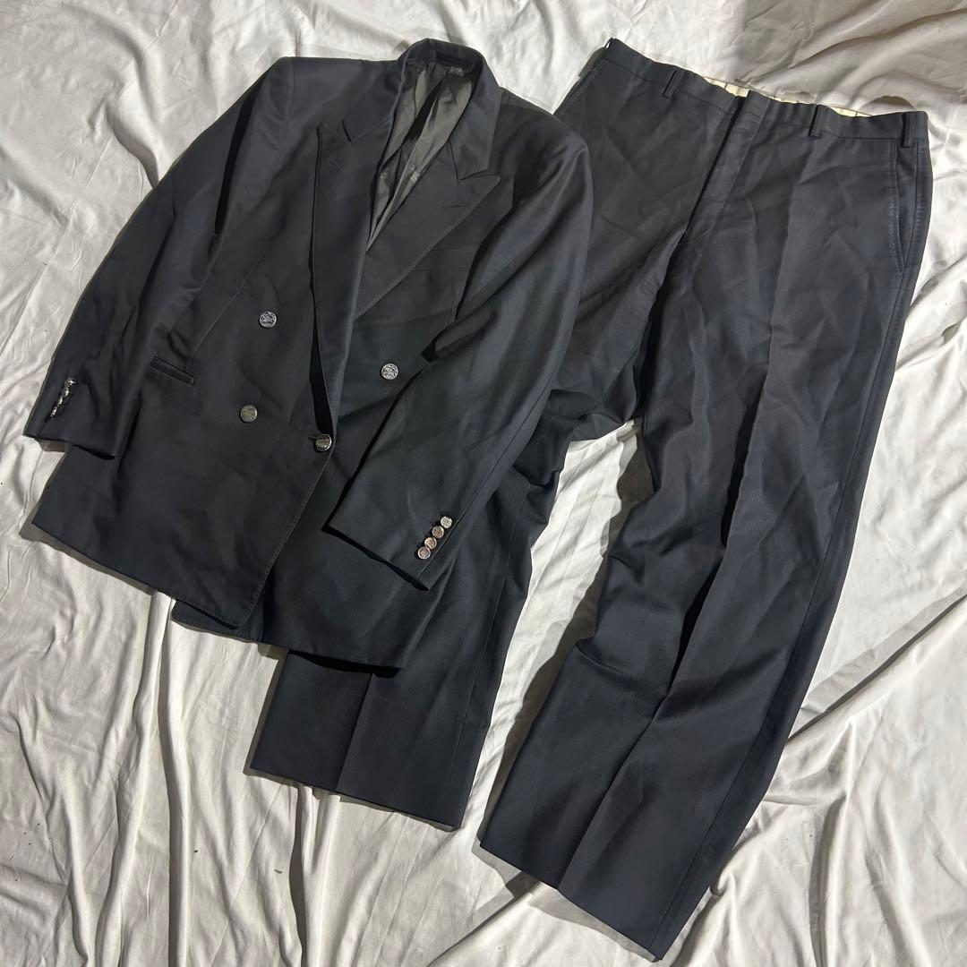 90's Burberry ブラックダブルスーツ　セットアップ