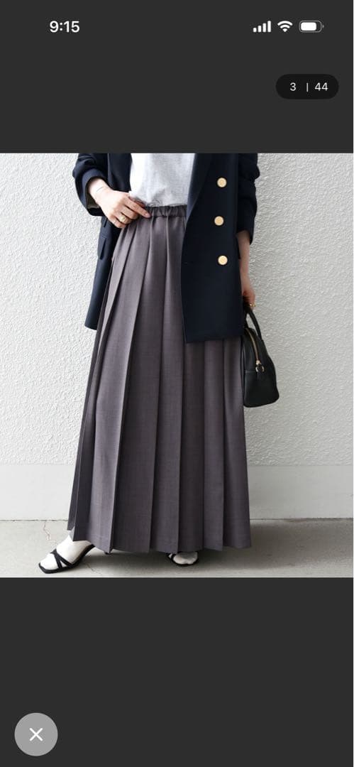ships anyグレーのプリーツロングスカート