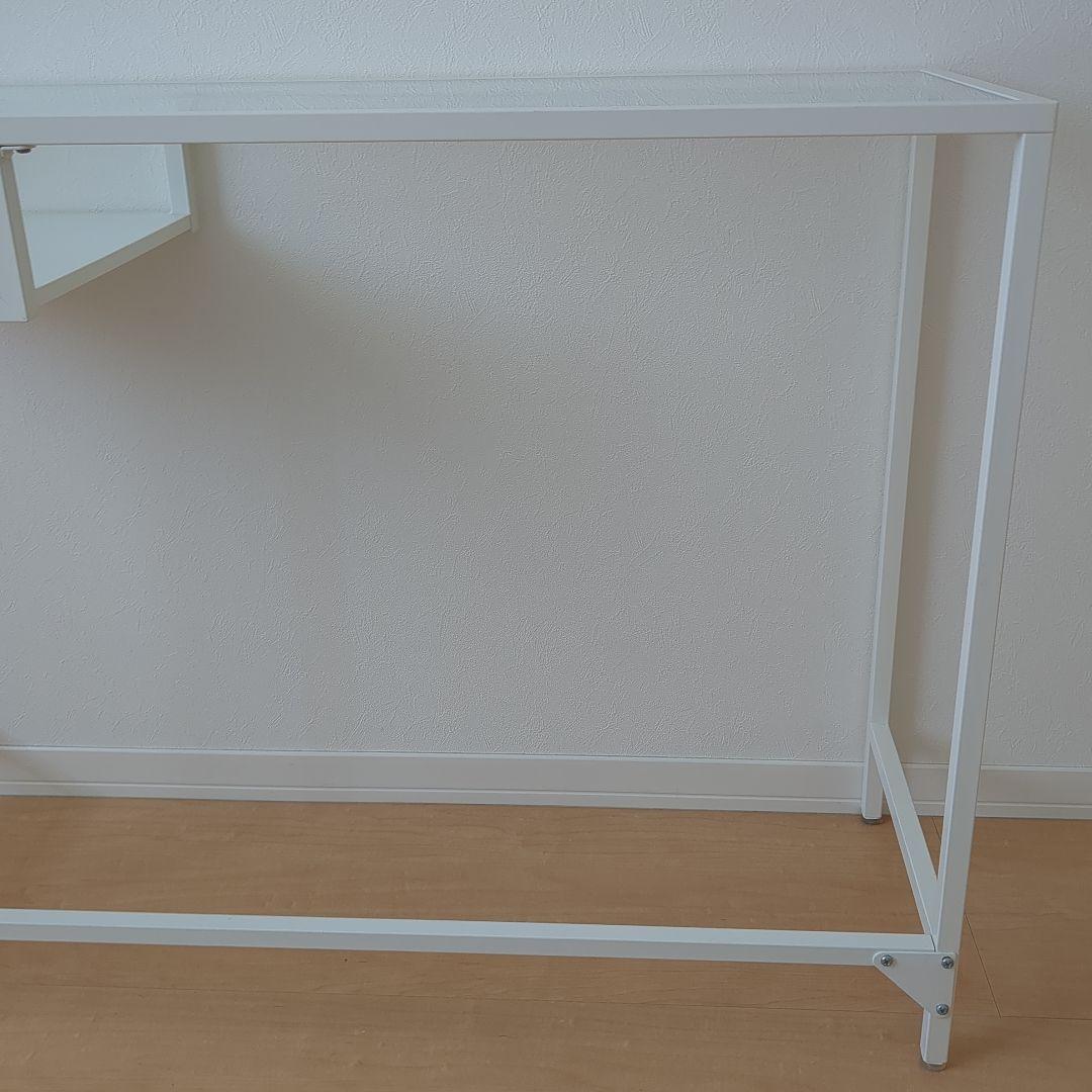 IKEA VITTSJO ラップトップテーブル ホワイト ガラステーブル 机
