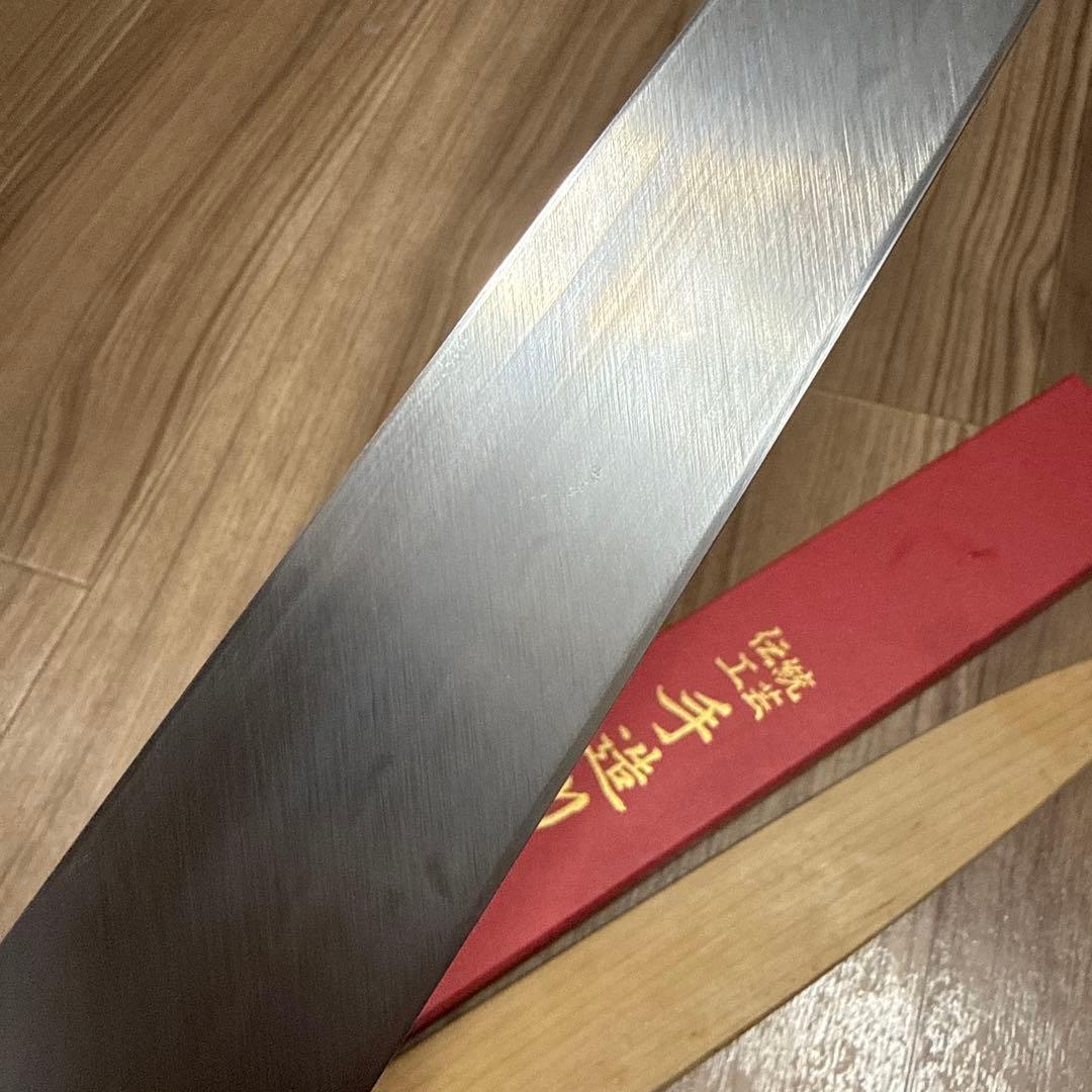 すけ］菊一包永作　柳刃包丁　青鋼水本焼　尺　鞘箱付き　波紋綺麗