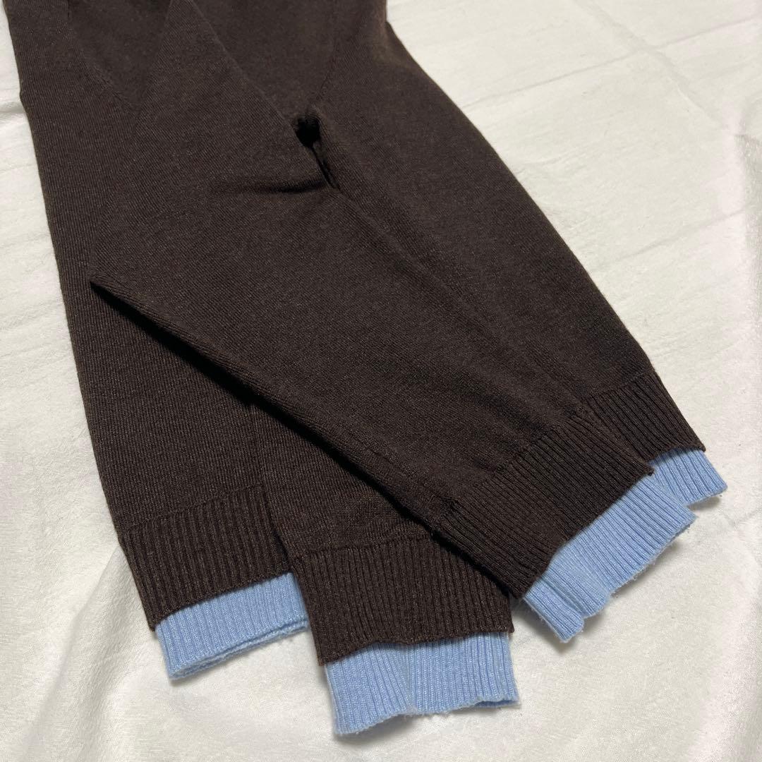 ZARA ブラウン・ライトブルー カーディガン L 完売品