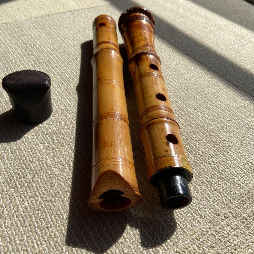 大幅値下げ193 尺八　一尺八寸管　眞山銘三印　名管　七孔尺八