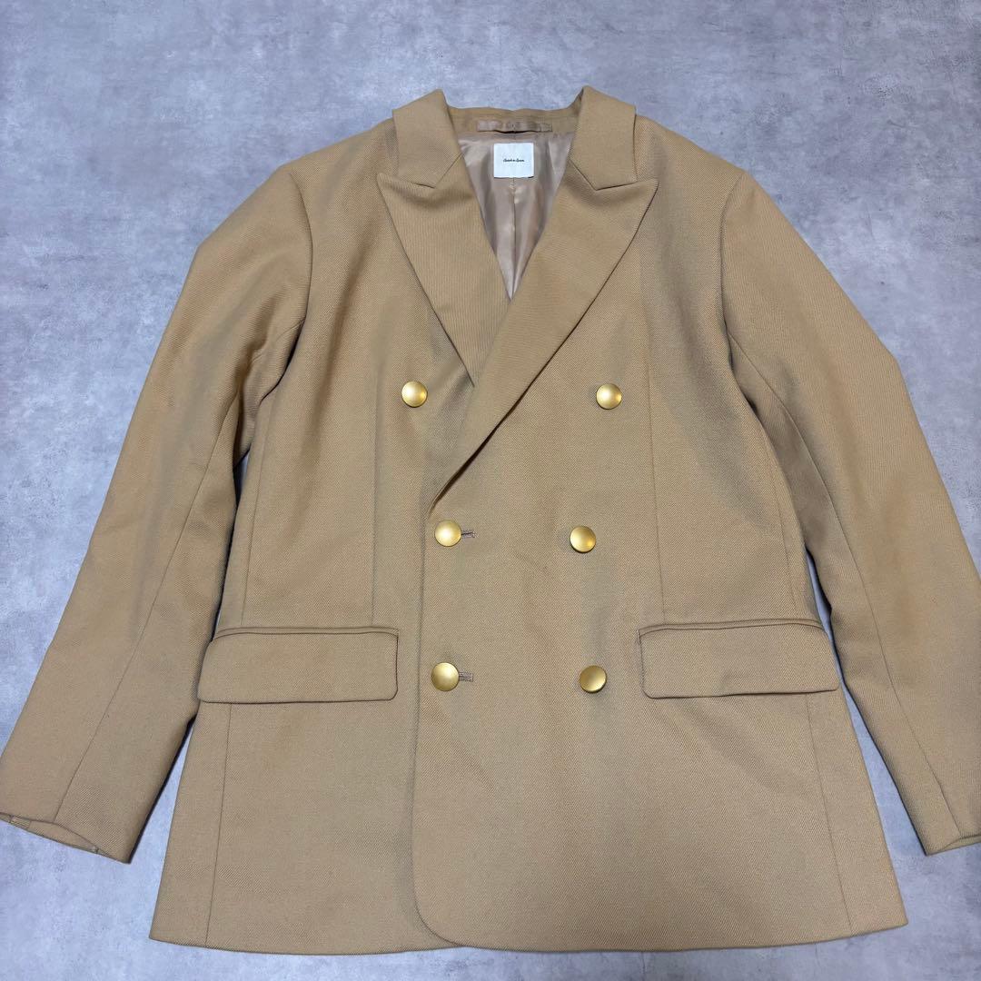 【美品】Spick & Span 金ボタン ダブルジャケット キャメル 日本製