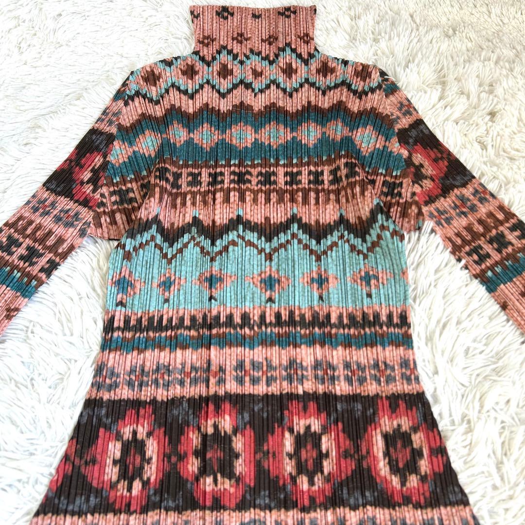 【美品】プリーツプリーズ 19AW 総柄 マキシ丈 ワンピース 長袖