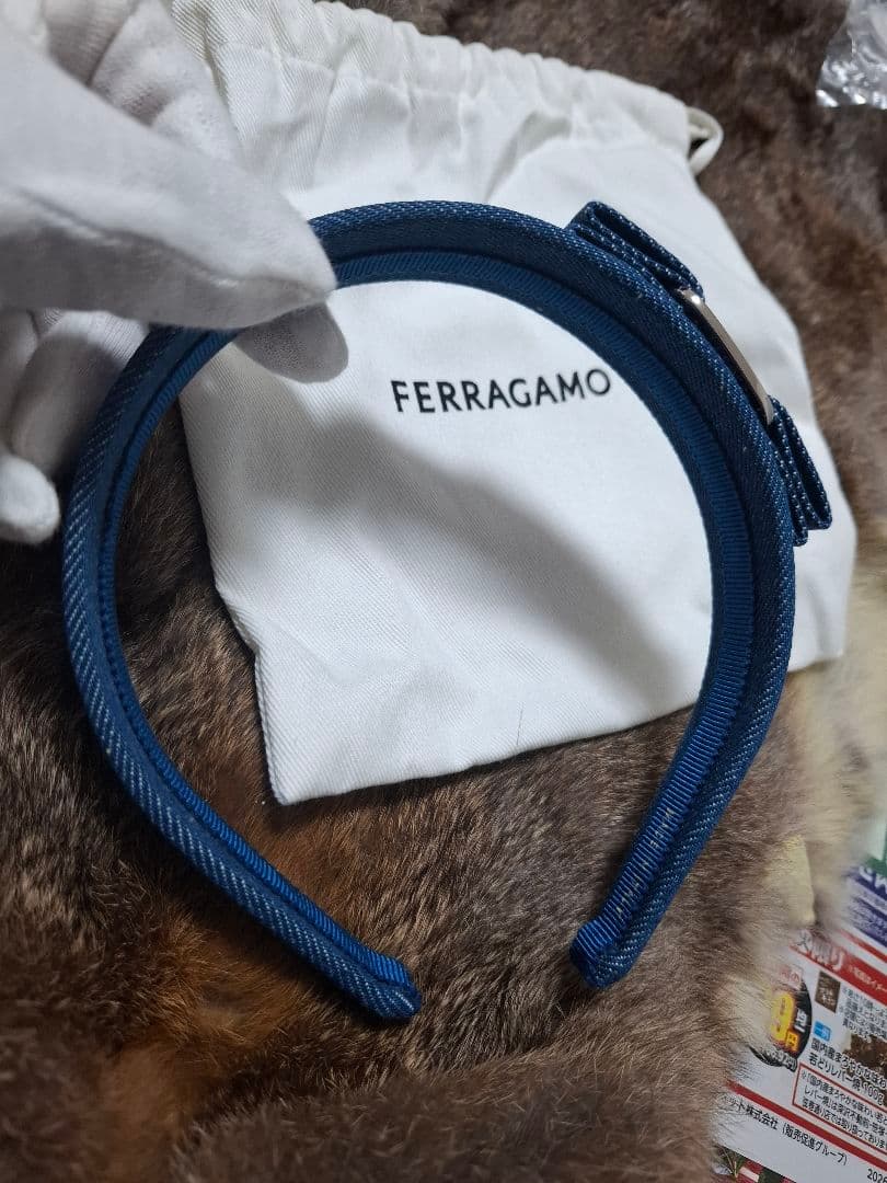 FERRAGAMO デニム　ヘアバンド　カチューシャ