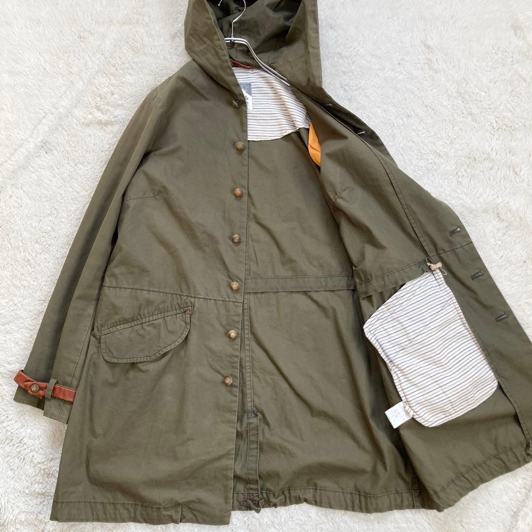 美品✨パラスパレス　モッズコート　ロング　カーキ　フード　ベルト　本革　サイズ3