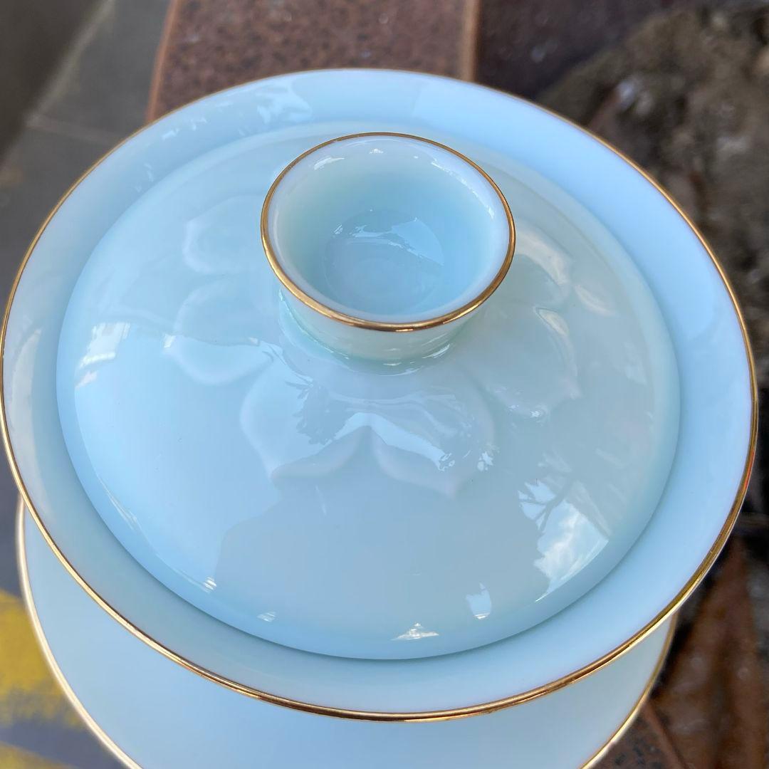中国茶器 青磁三才碗 カンフー茶器 茶碗 煎茶器 茶道具 新品未使用