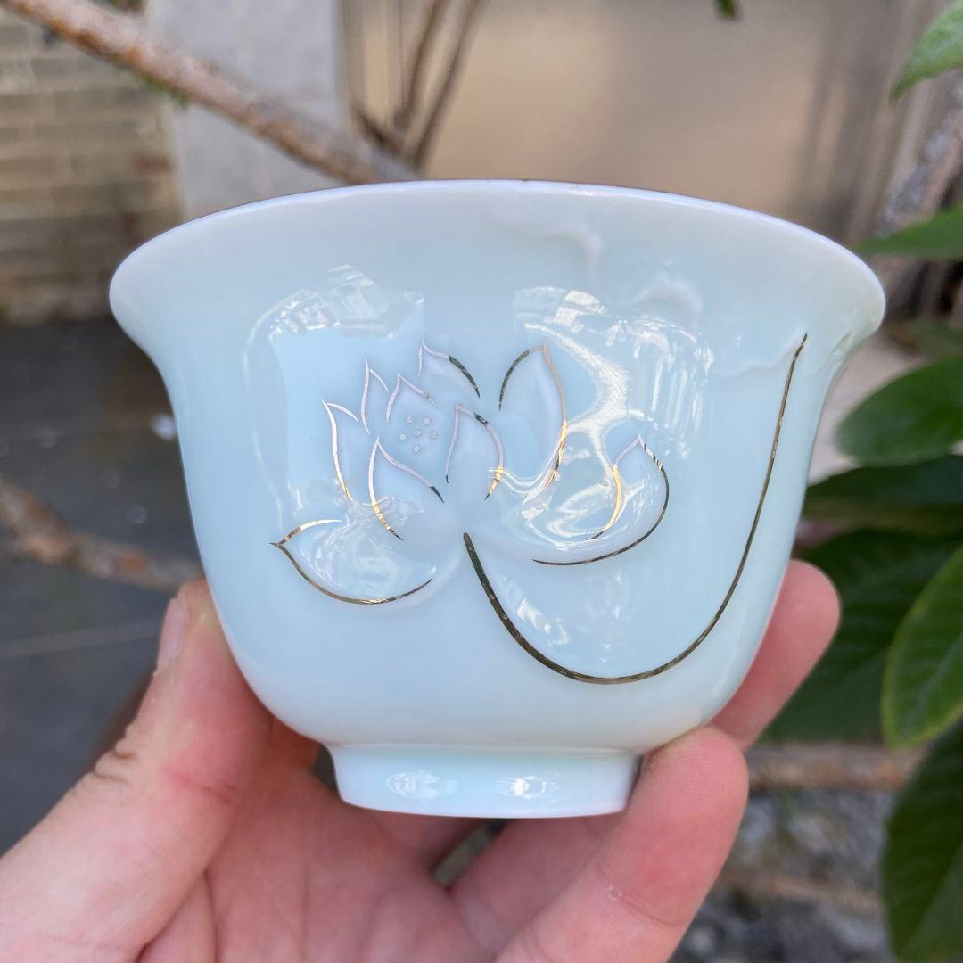 中国茶器 青磁三才碗 カンフー茶器 茶碗 煎茶器 茶道具 新品未使用