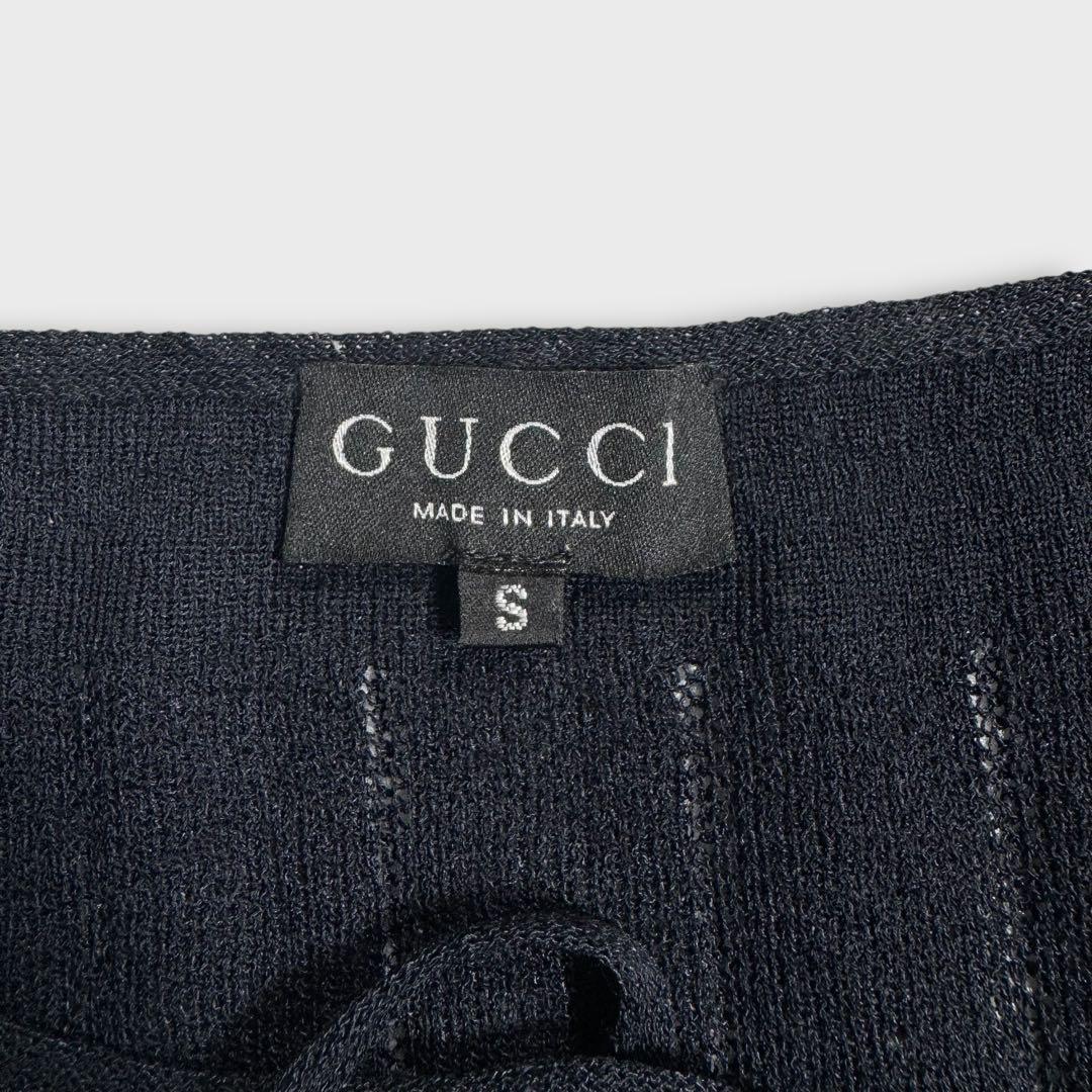 美品 GUCCI グッチ ウール ニット キャミソール ダークネイビー S