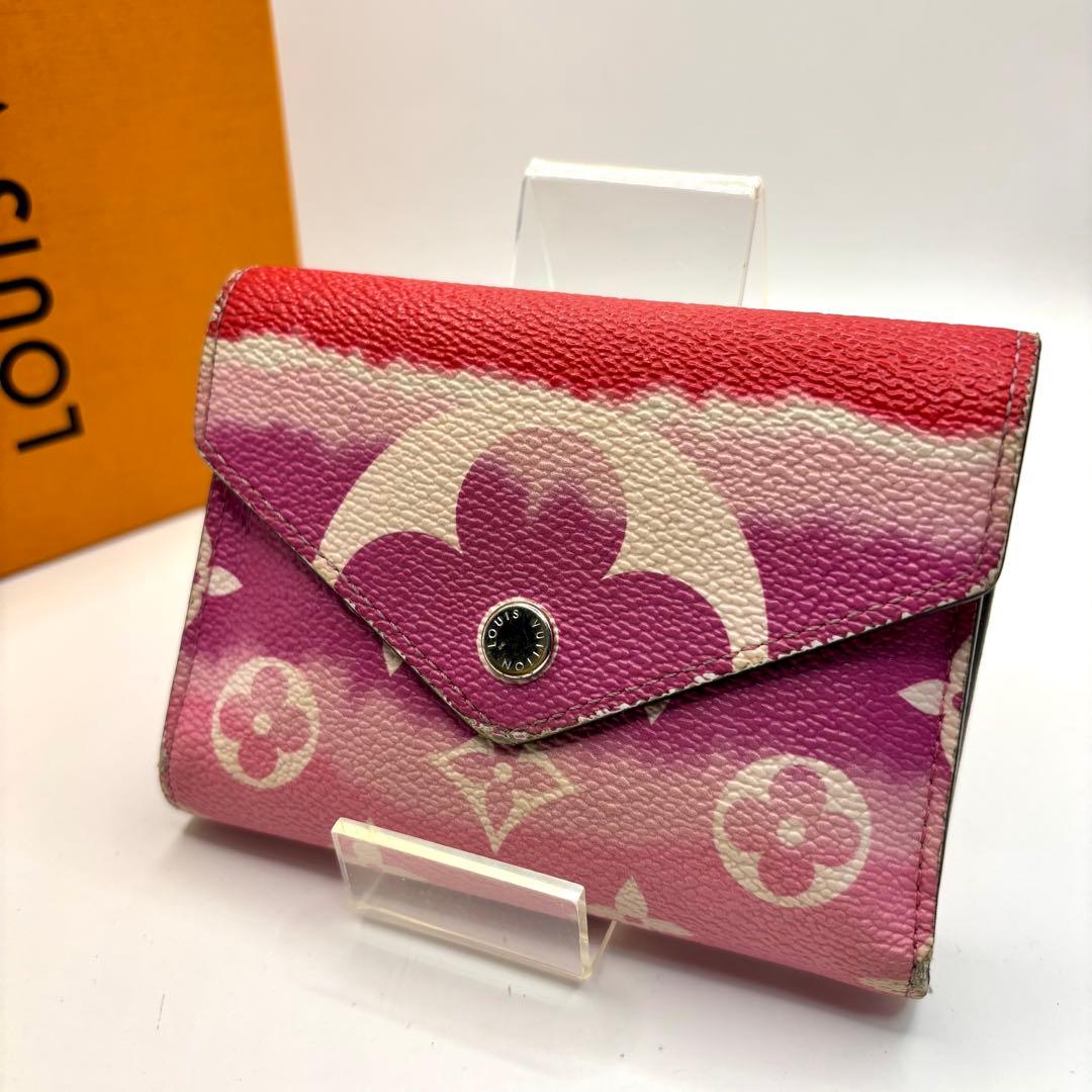 希少 正規品 ルイヴィトン ヴィクトリーヌ エスカル 折り財布 ピンク ルージュ