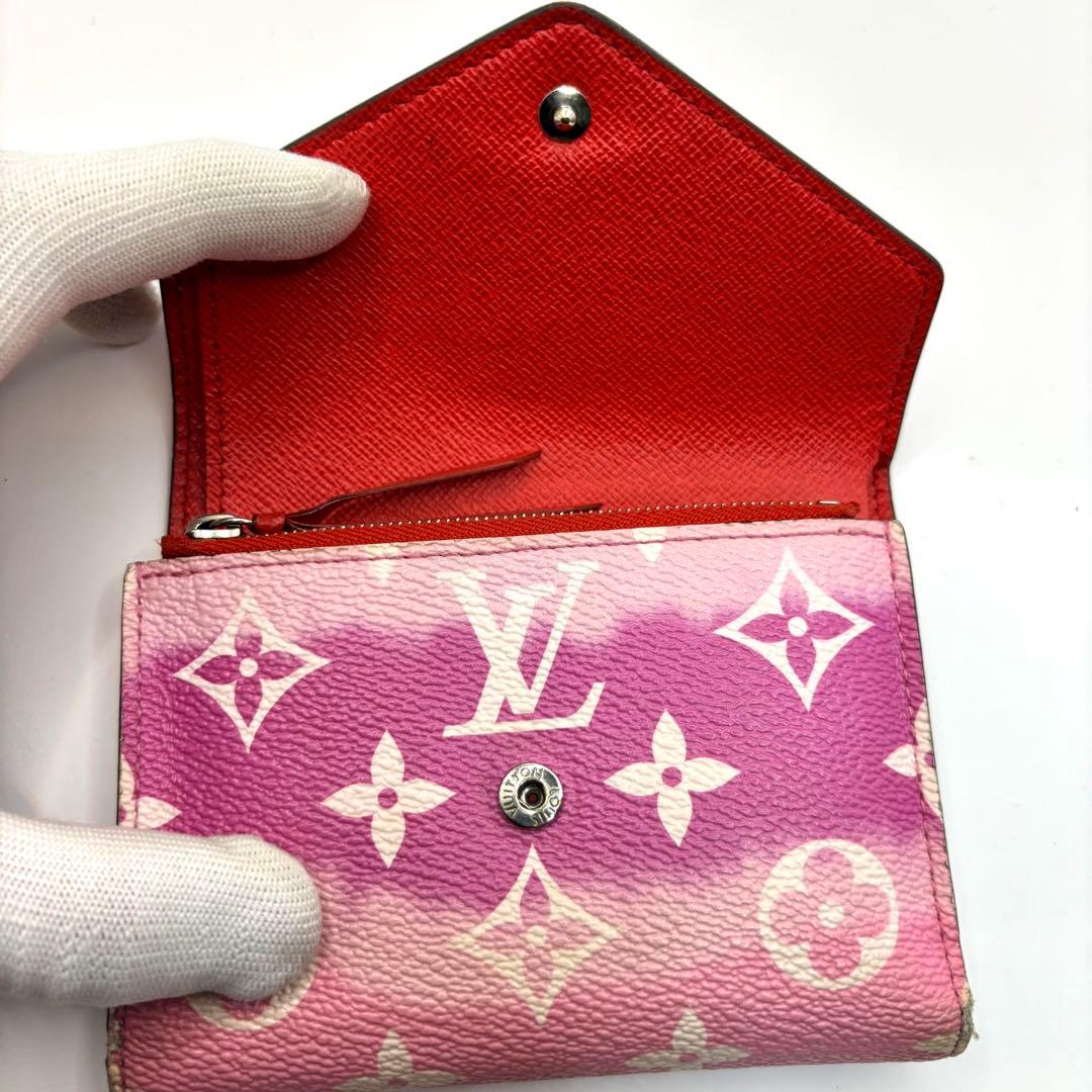 希少 正規品 ルイヴィトン ヴィクトリーヌ エスカル 折り財布 ピンク ルージュ