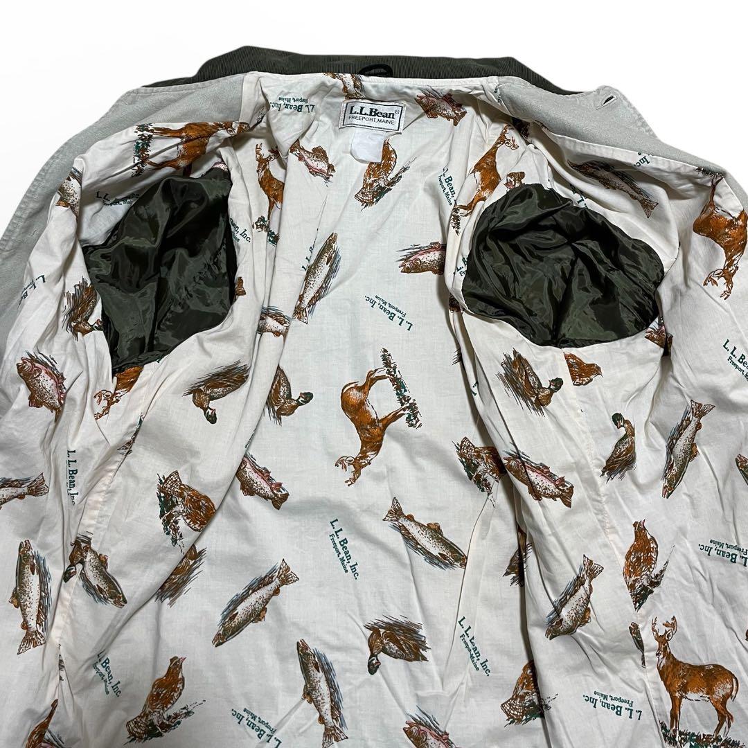80s L.L.Bean ハンティングジャケット XL 動物柄 グレー