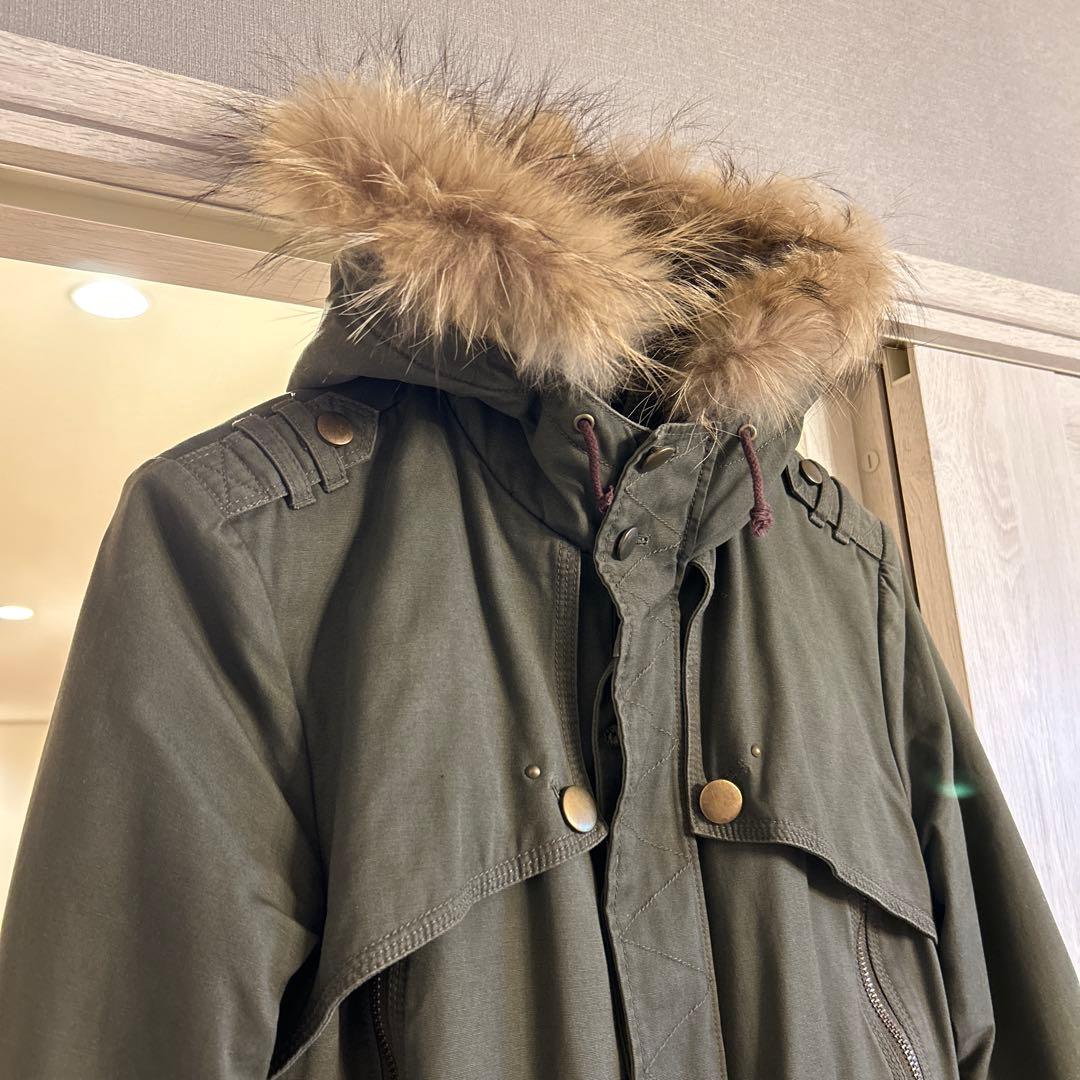 ABAHOUSE bexist ファー付きオリーブモッズコート アバハウス