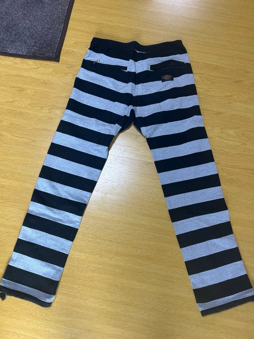 west ride ボーダーパンツ　32 ブラックxグレー