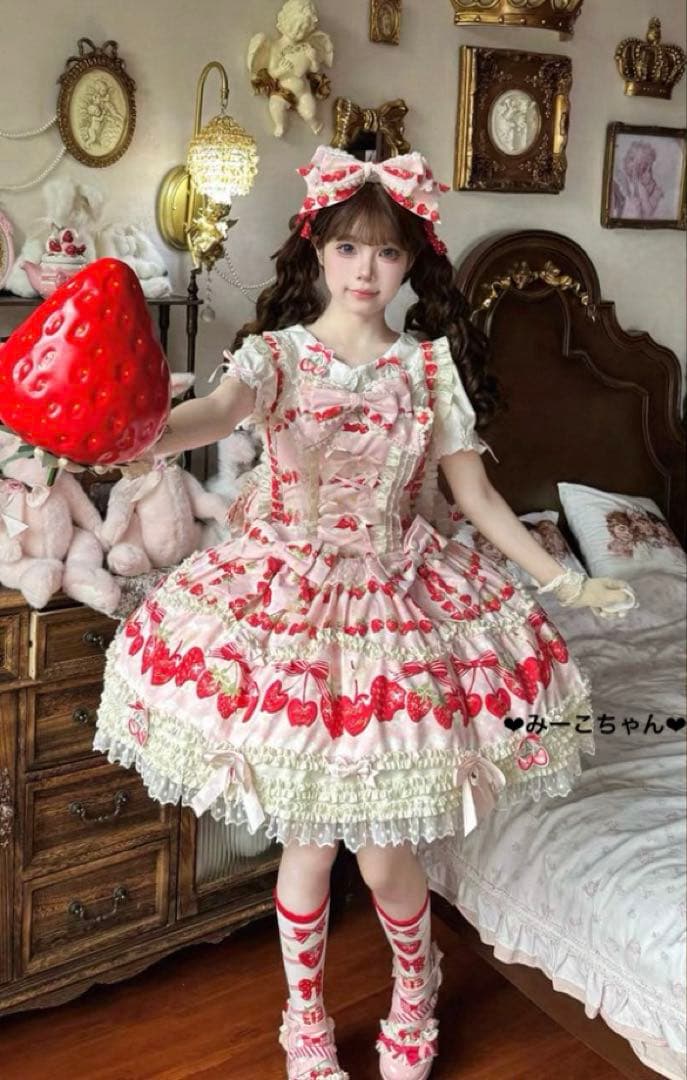 いちごパフェ　 2点セット　甘ロリ　しゅくれどーる　ロリィタ　ロリータ　姫ロリ
