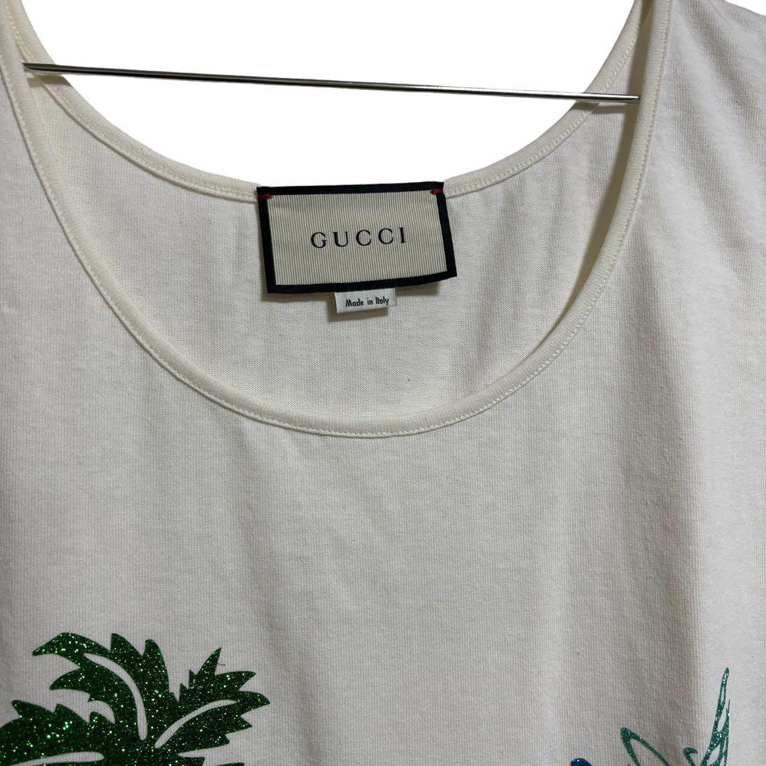【極美品】GUCCI ノースリーブ ハワイ グリッターロゴプリント XS