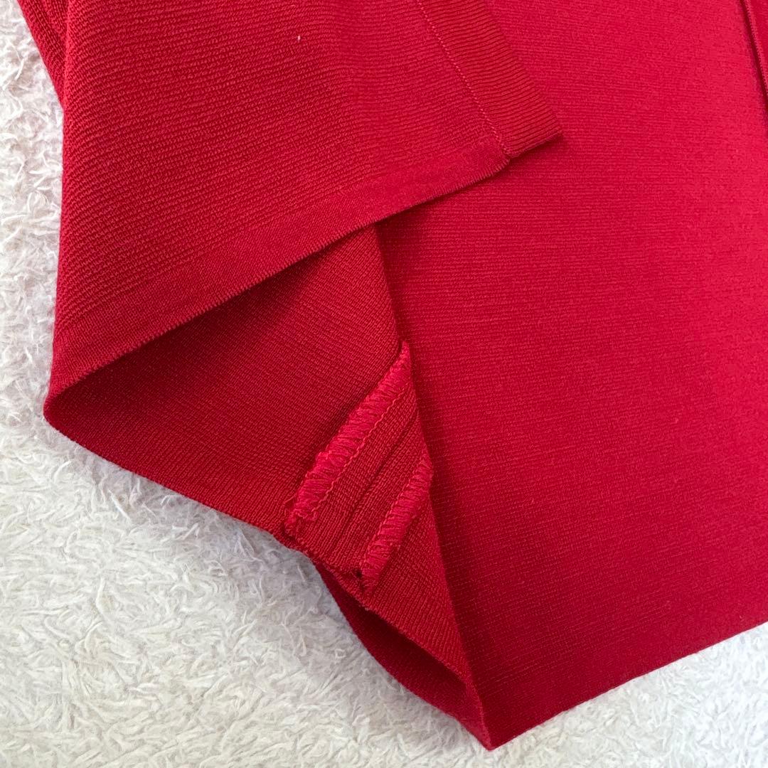 極美品✨イヴサンローラン　YSL 金ボタン　ロング カーディガン　レッド　M