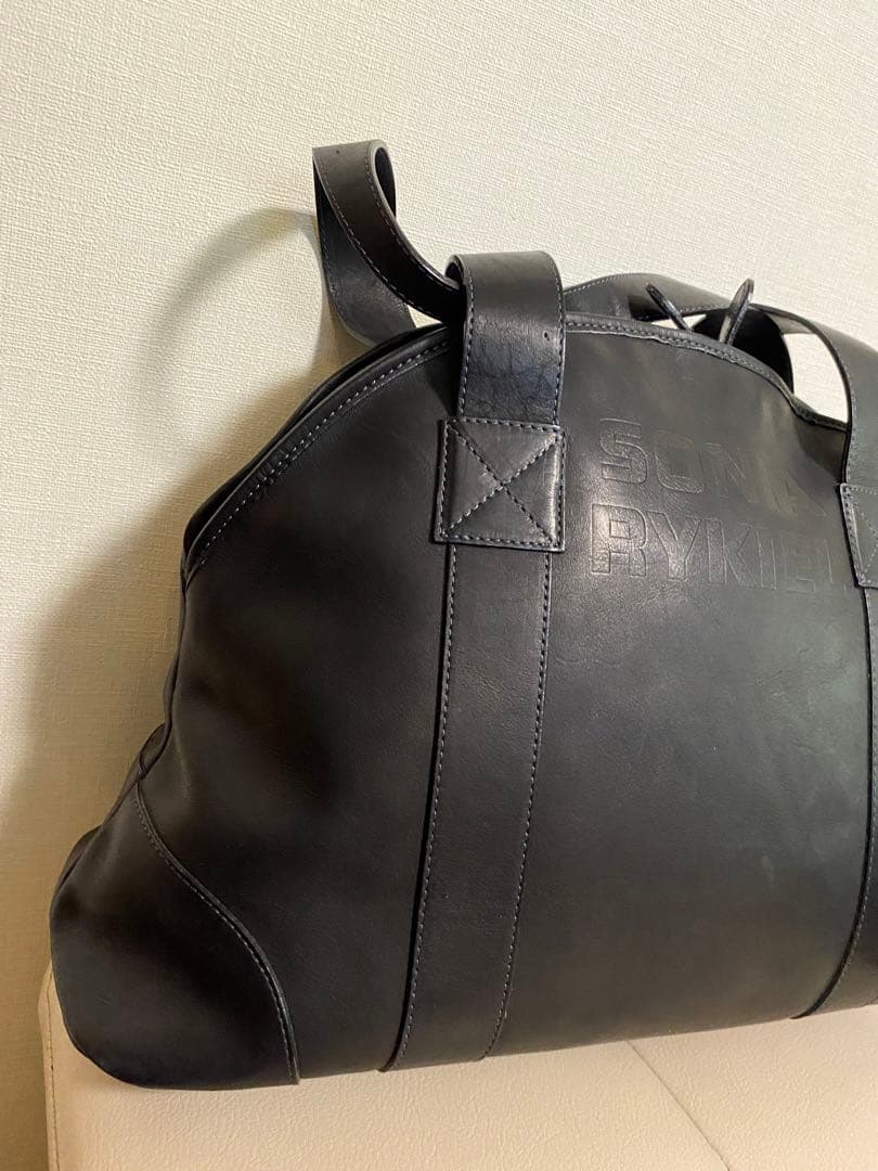 【美品】ソニアリキエル　牛革　トートバッグ　ボストンバック　ブラック