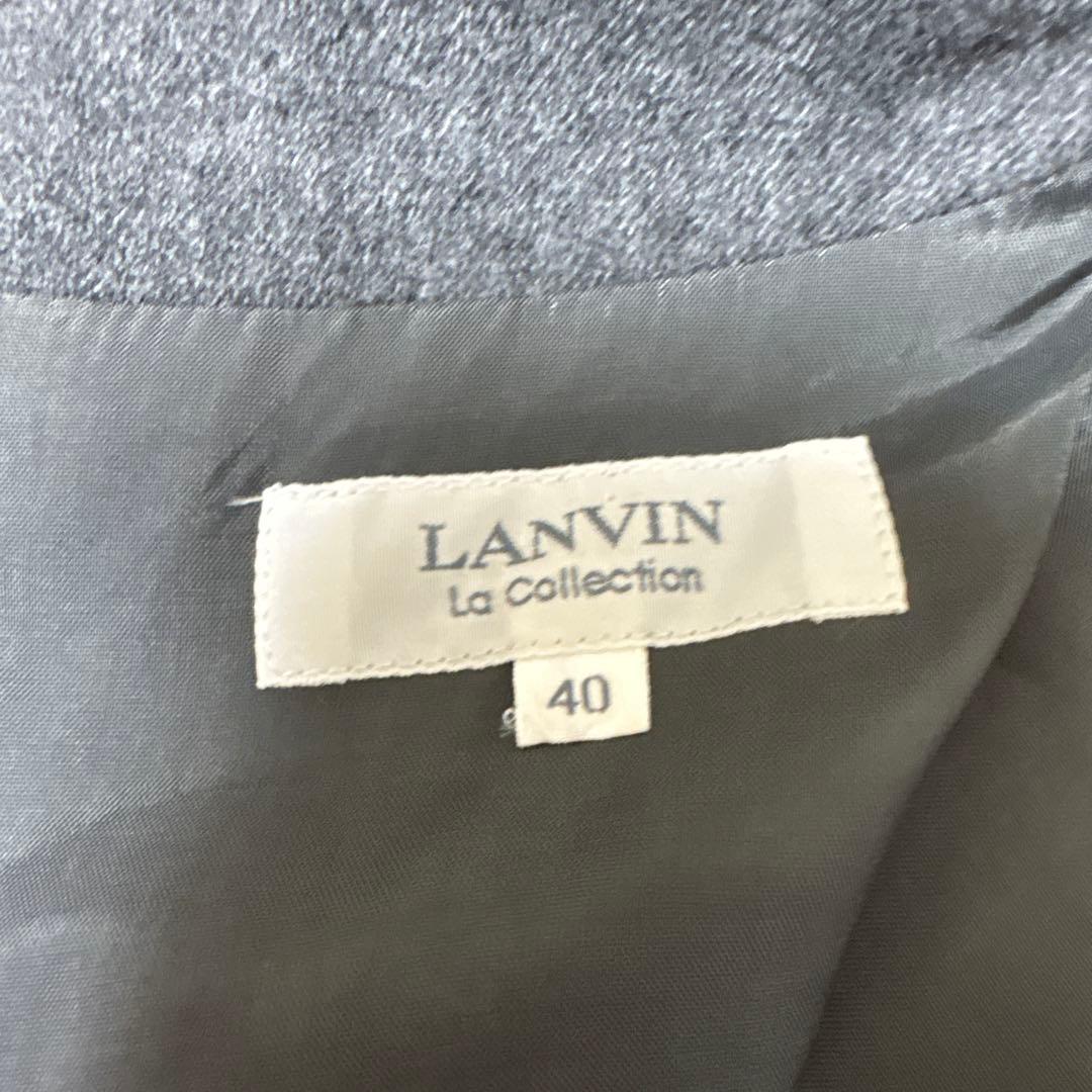 LANVINグレー 長袖 プリーツ ひざ丈ワンピースサイズ40