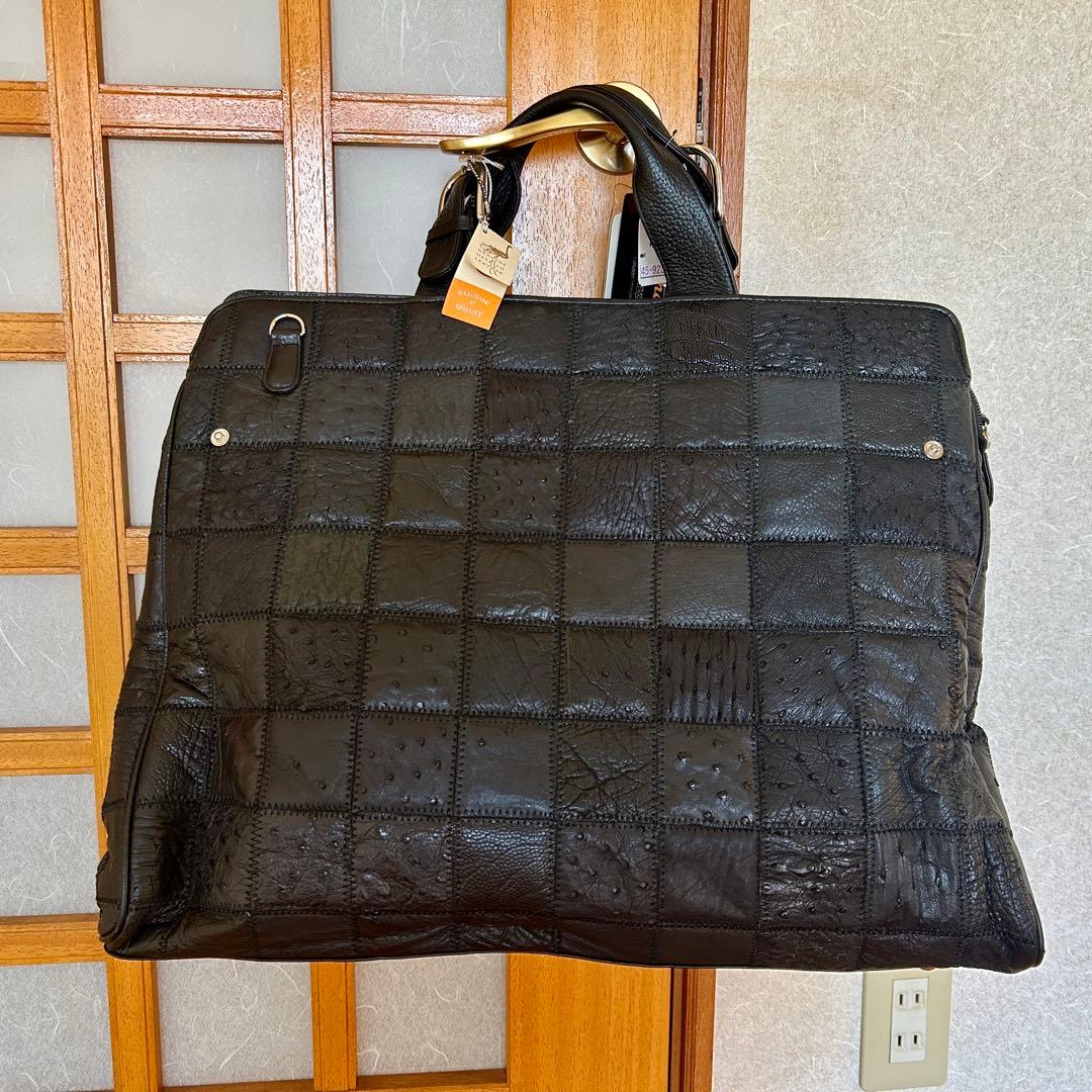 未使用タグ付き✨JRA オートリッチ レザー パッチ 大容量 ボストン ブラック