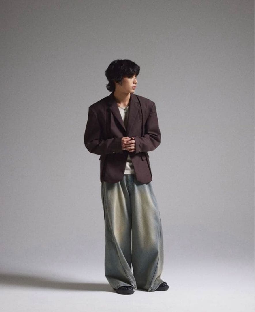 GRANCY Pierced Tuck テーラードジャケット L ブラウン
