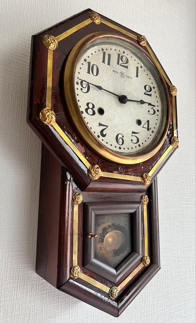 SEIKO SHA精工舎ハ角型振り子時計ゼンマイ掛け時計柱時計ボンボン時計古時計