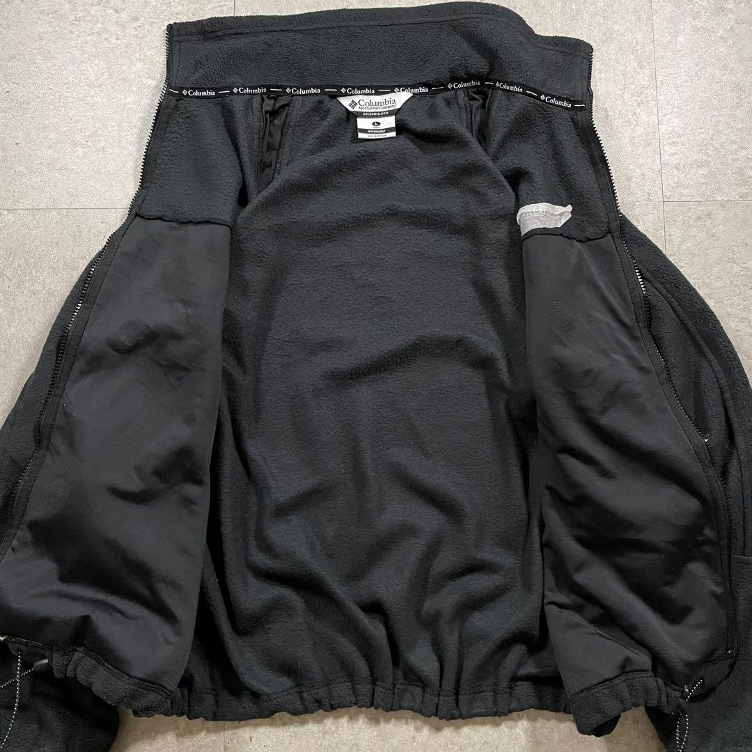 Columbia INTERCHANGE肉厚フリース黒ラグラン 防寒ドローコード
