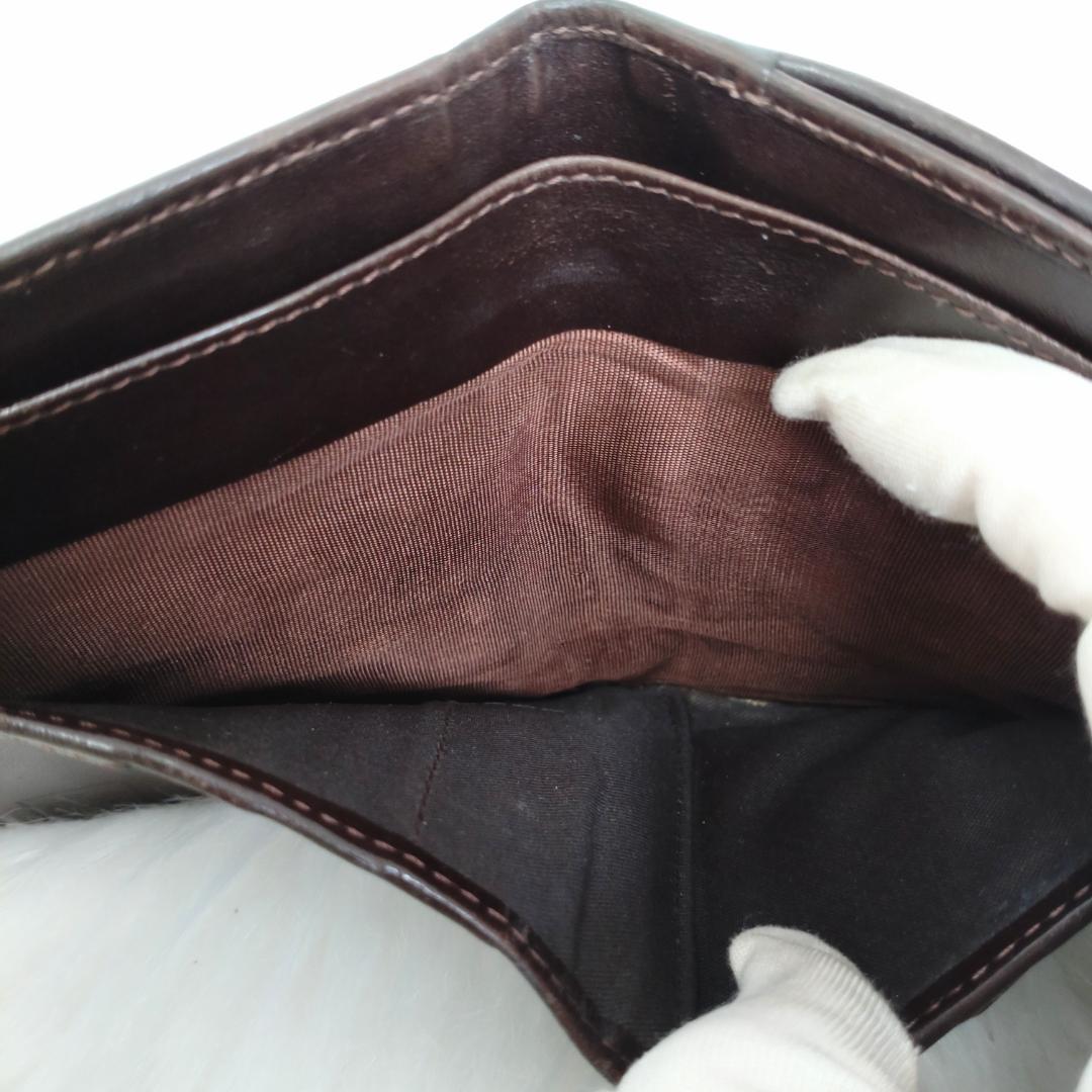 美品✨フェンディ 二つ折財布 ズッカ キャンパス レザー ブラウン