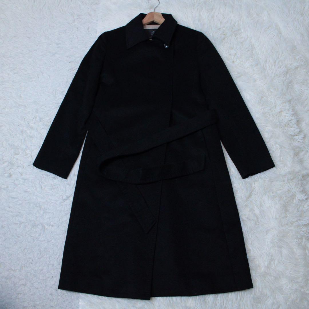 INED イネド カシミヤ100% 2WAY ラップコート 黒 9 冠婚葬祭