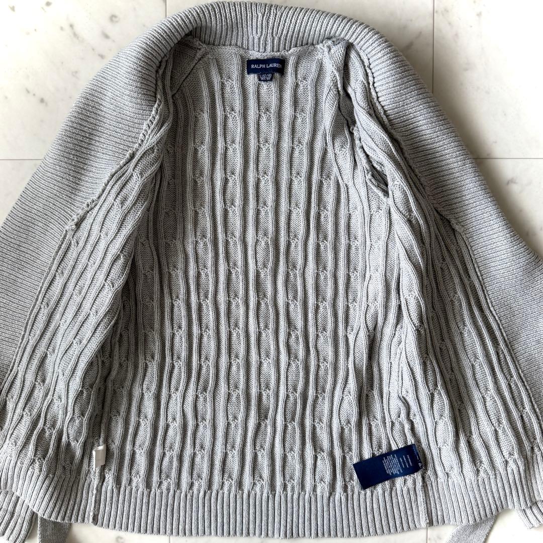 美品 ラルフローレン ケーブルニット ガウン L カーディガン グレー