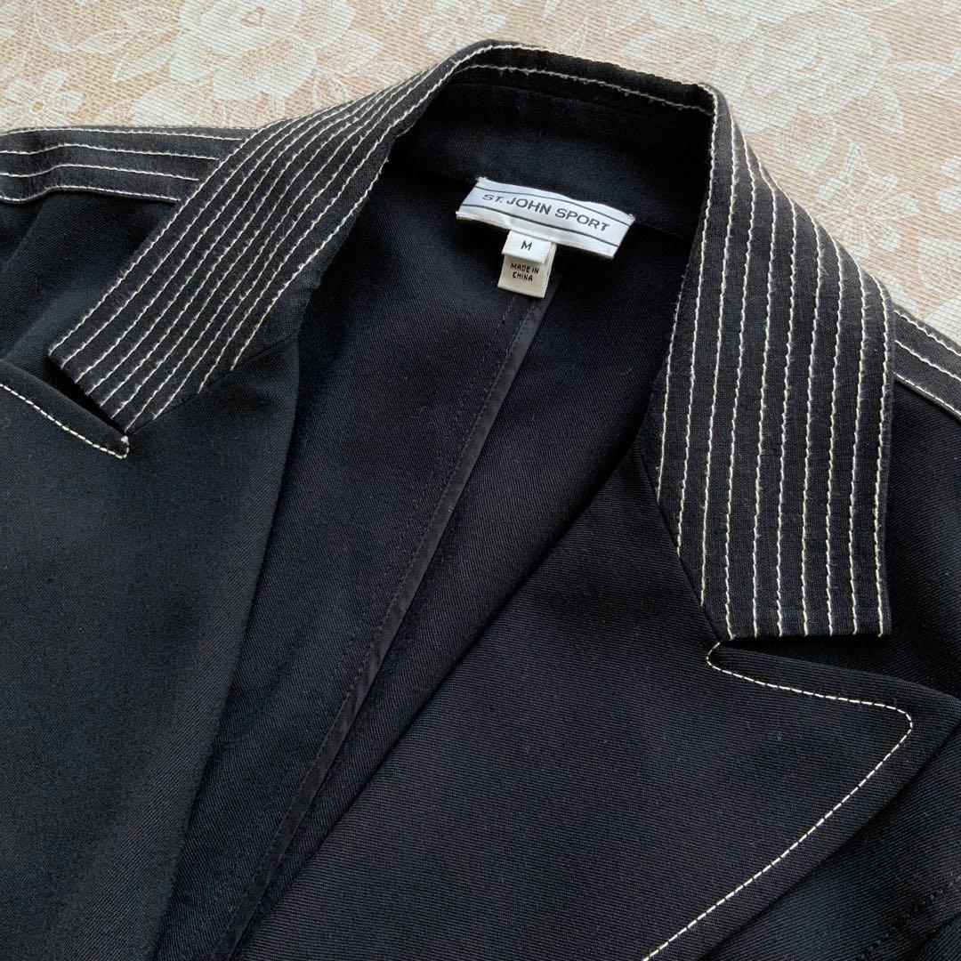 ST.JOHN セントジョン　春物　七分袖ジャケットM 黒