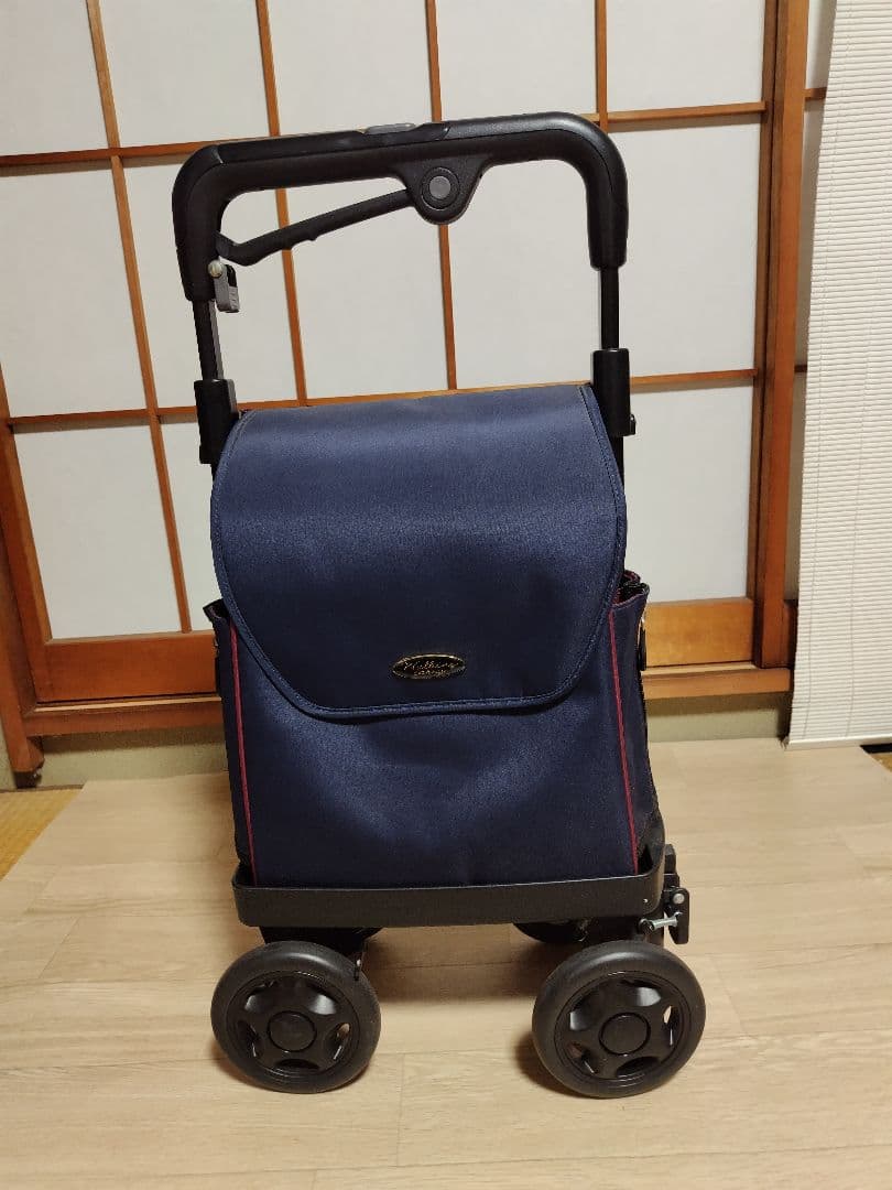 キャリーカート ネイビー 伸縮式ハンドル付き
