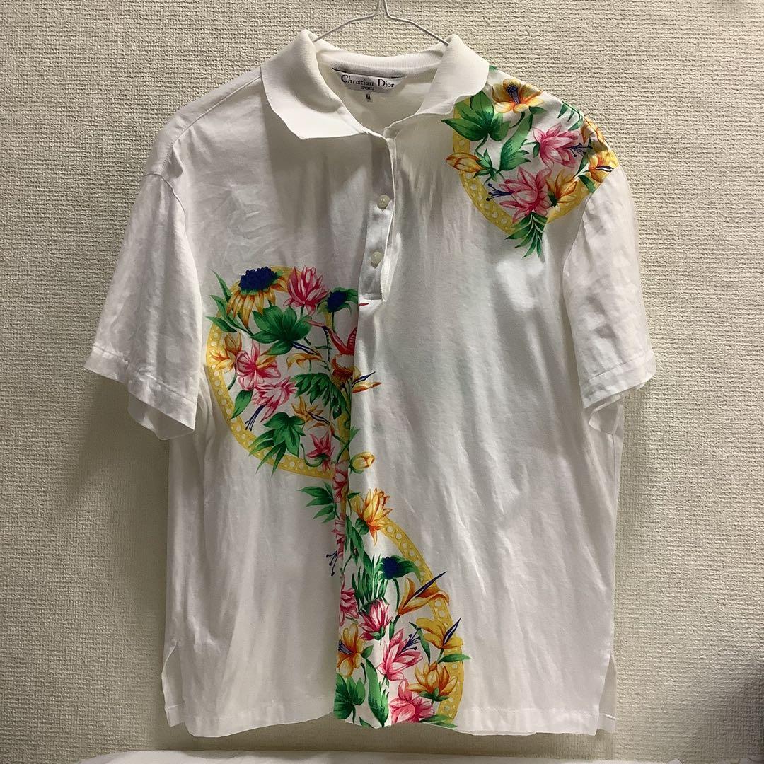 6732⑦【クリスチャンディオール スポーツ 花柄 ポロシャツ 半袖】