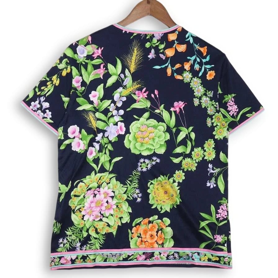 LEONARD レオナール 花柄 半袖 Tシャツ カットソー M 綿100％