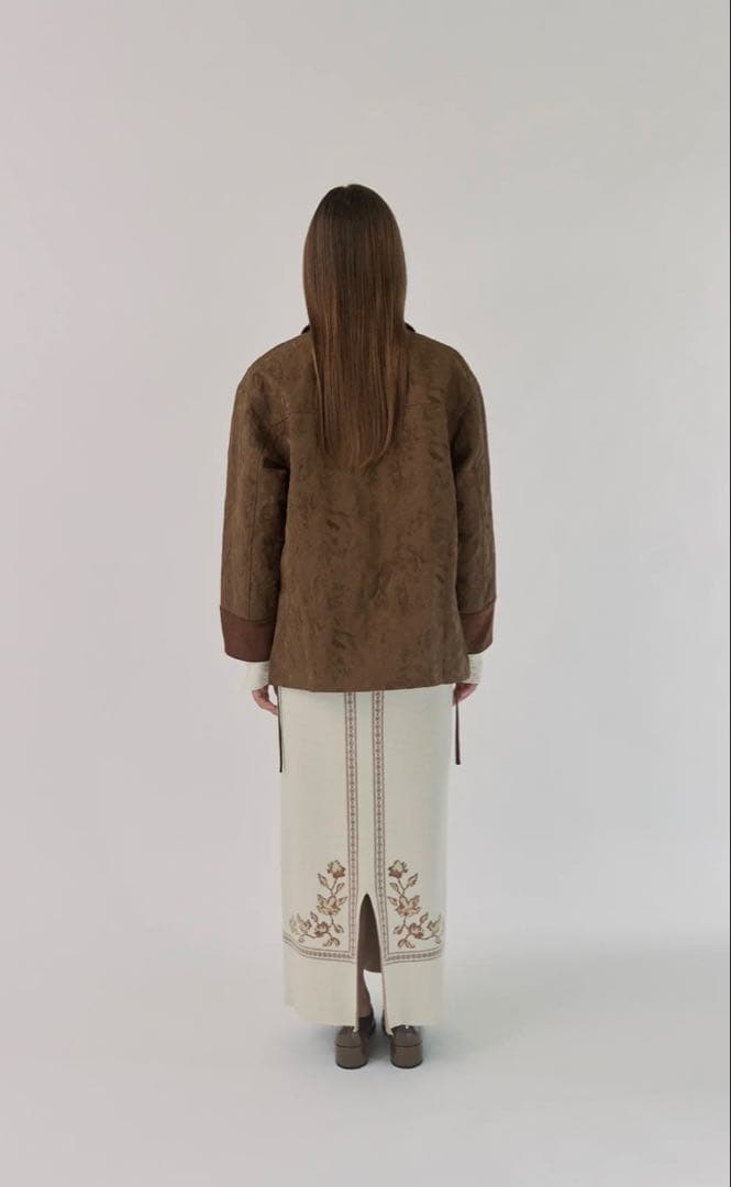 スカート Eaphi SCARF MOTIF KNIT SKIRT IVORY