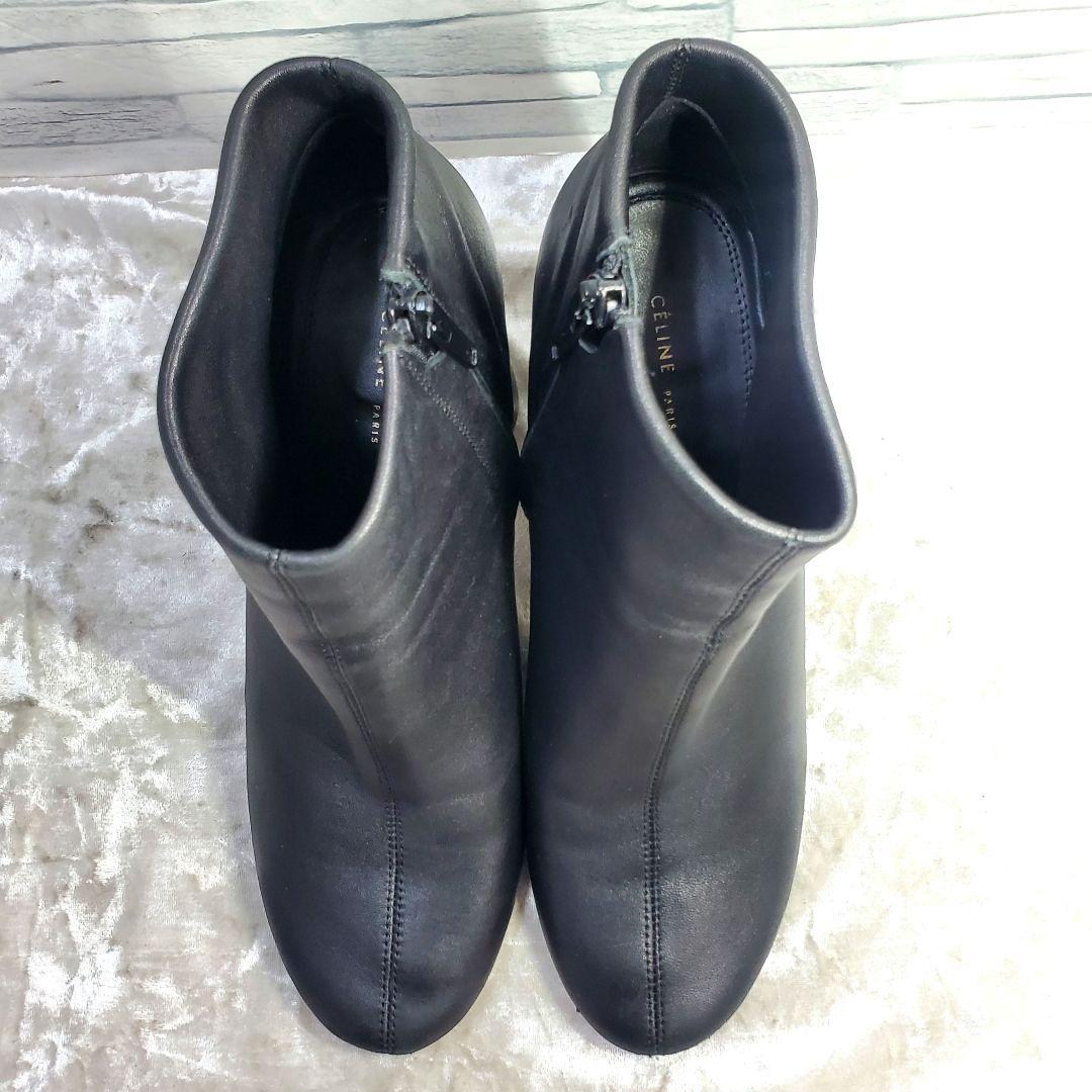 【良品】CELINE 25cm ショートブーツ フィービー期 黒 レザー 38