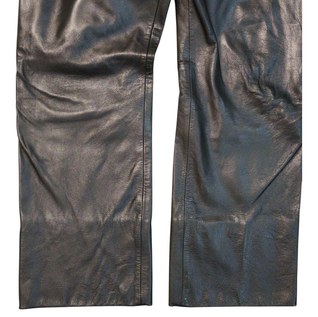 【美品】PRMS レザーパンツ 本革 牛革 黒 36