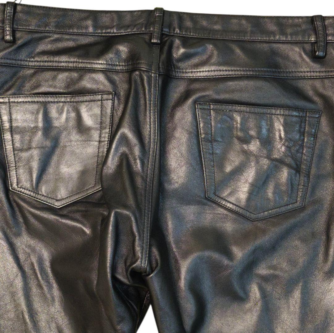 【美品】PRMS レザーパンツ 本革 牛革 黒 36