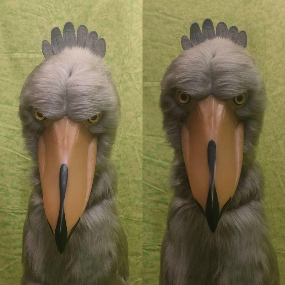 ハンドメイド　等身大ぬいぐるみ　ハシビロコウ　クラッタリングバージョン
