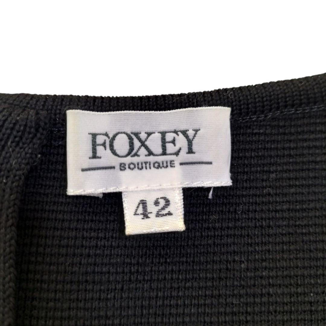 美品✦フォクシーブティック　フレアワンピース　ひざ丈　半袖　黒　大きいサイズ42