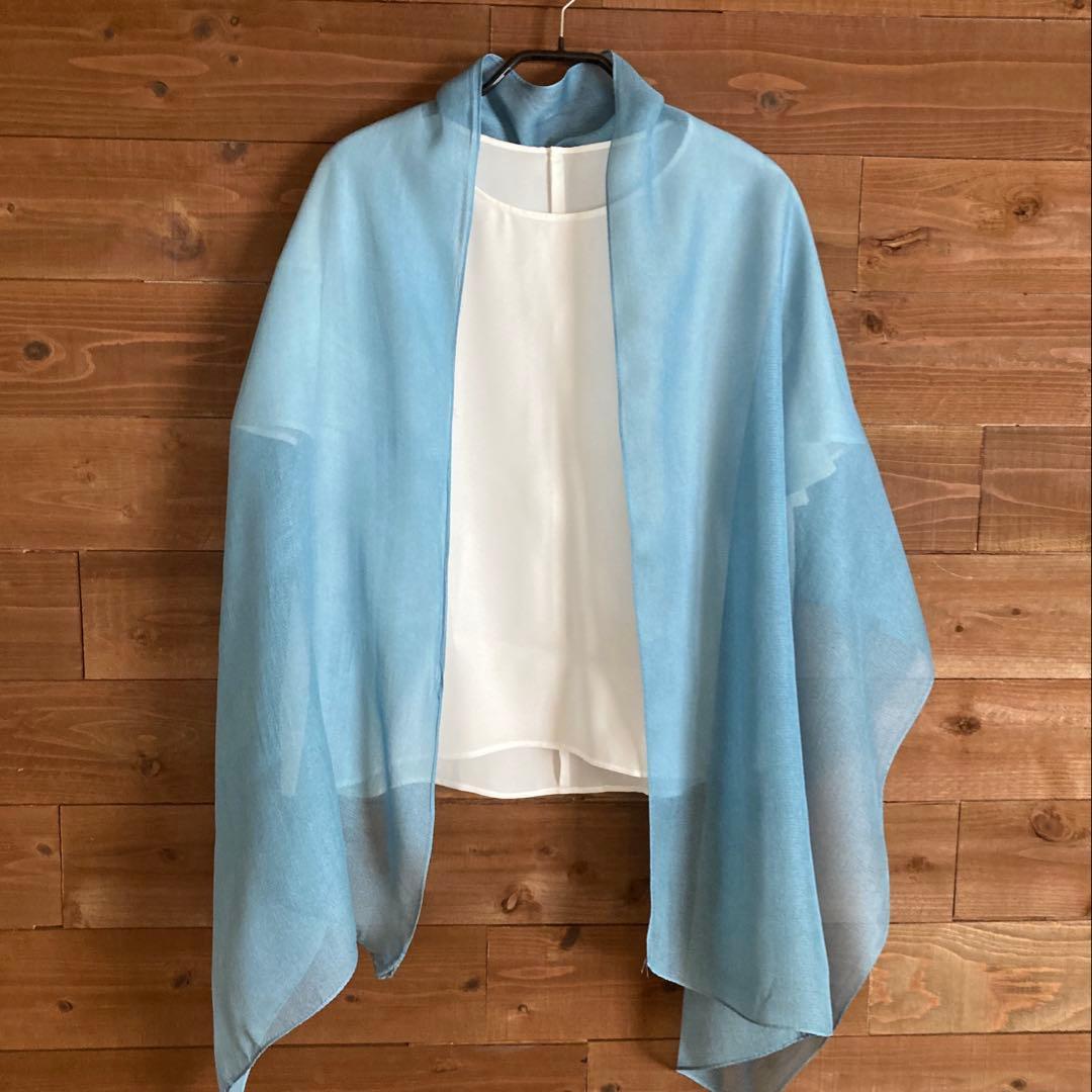 ねこ様　おまとめ2枚　本藍染シルクメッシュストールと麻リボンストール
