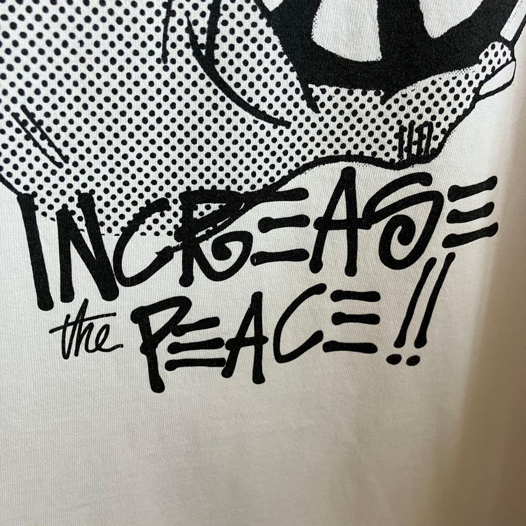 USA製 古着 ステューシー ピースマーク両面ロゴtシャツ 白 XL